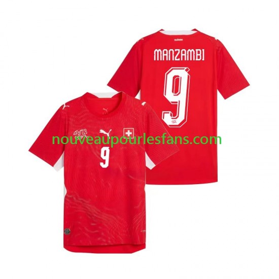 Maillot Suisse Johan Manzambi 9 Homme Tenue Domicile Coupe du Monde 2026 Manche Courte