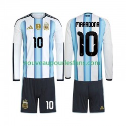 Maillot Argentine Maradona 10 Enfant Tenue Domicile Coupe du Monde 2026 Manche Longue