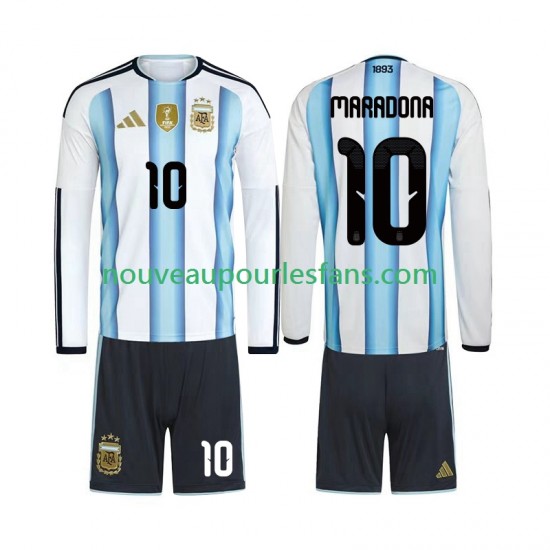 Maillot Argentine Maradona 10 Enfant Tenue Domicile Coupe du Monde 2026 Manche Longue