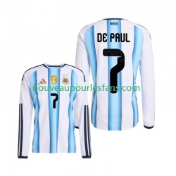 Maillot Argentine Rodrigo De Paul 7 Homme Tenue Domicile Coupe du Monde 2026 Manche Longue
