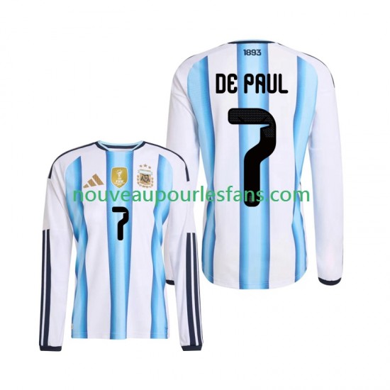 Maillot Argentine Rodrigo De Paul 7 Homme Tenue Domicile Coupe du Monde 2026 Manche Longue