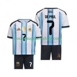 Maillot Argentine Rodrigo De Paul 7 Enfant Tenue Domicile Coupe du Monde 2026 Manche Courte
