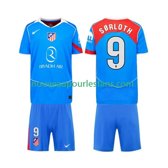 Maillot Atlético Madrid Alexander Sorloth 9 Enfant Tenue 3ème 2025-2026 Manche Courte