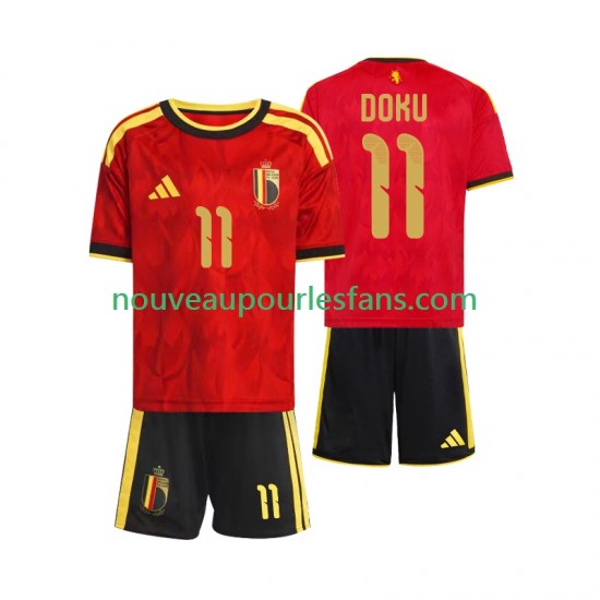 Maillot Belgique Jeremy Doku 11 Enfant Tenue Domicile Coupe du Monde 2026 Manche Courte