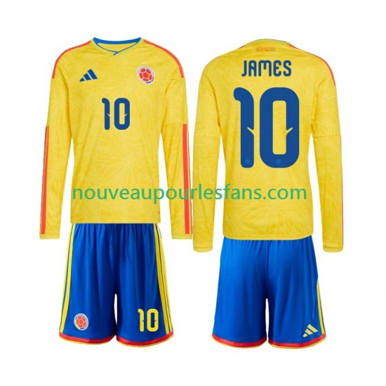Maillot Colombie James Rodriguez 10 Enfant Tenue Domicile Coupe du Monde 2026 Manche Longue
