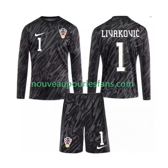 Maillot Croatie DOMINIK LIVAKOVIC 1 Gardien Enfant Tenue 3ème 2024 Manche Longue