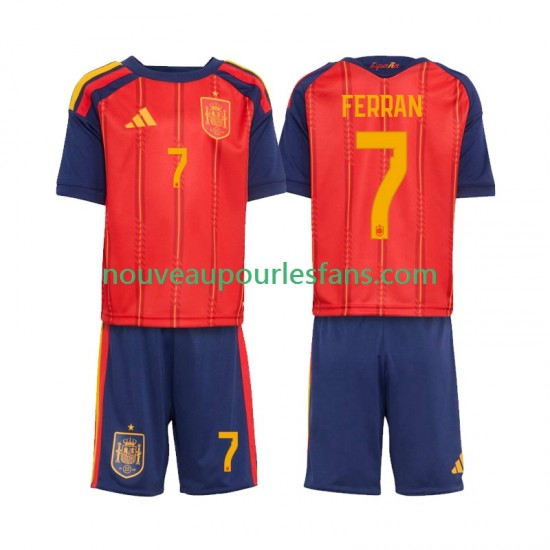 Maillot Espagne Ferran Torres 7 Enfant Tenue Domicile Coupe du Monde 2026 Manche Courte