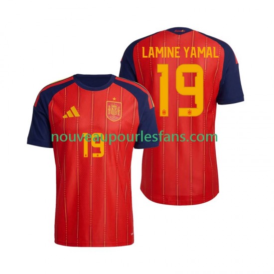 Maillot Espagne Lamine Yamal 19 Homme Tenue Domicile Coupe du Monde 2026 Manche Courte