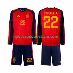 Maillot Espagne Marc Cucurella 22 Enfant Tenue Domicile Coupe du Monde 2026 Manche Longue