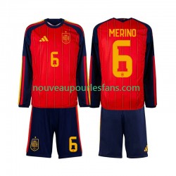 Maillot Espagne Mikel Merino 6 Enfant Tenue Domicile Coupe du Monde 2026 Manche Longue