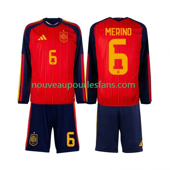 Maillot Espagne Mikel Merino 6 Enfant Tenue Domicile Coupe du Monde 2026 Manche Longue