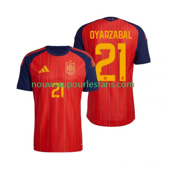 Maillot Espagne Mikel Oyarzabal 21 Homme Tenue Domicile Coupe du Monde 2026 Manche Courte