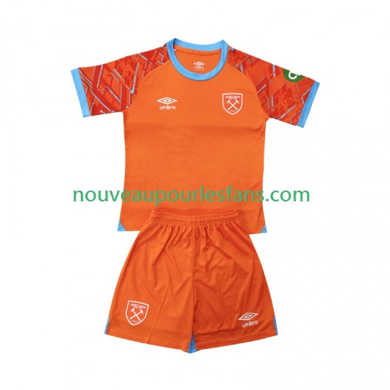 Maillot West Ham United Gardien Enfant Tenue Extérieur 2025-2026 Manche Courte