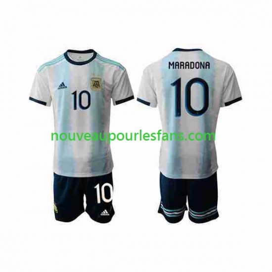 Maillot Argentine Maradona 10 2019-2020 Enfant Tenue Domicile Manche Courte