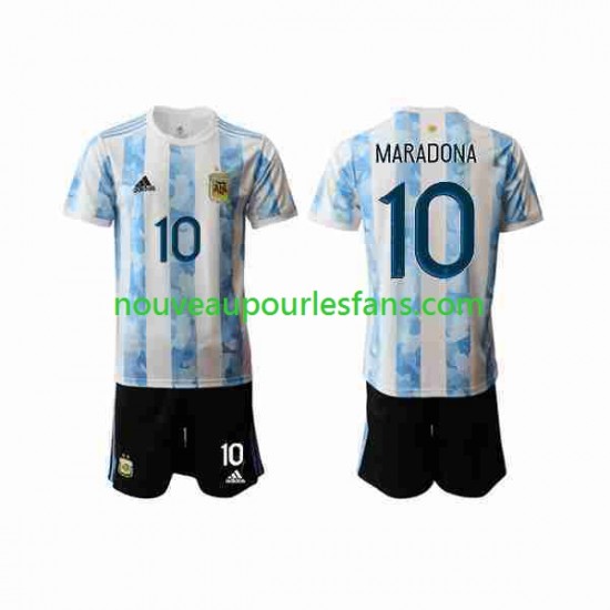 Maillot Argentine Maradona 10 2020-2021 Enfant Tenue Domicile Manche Courte