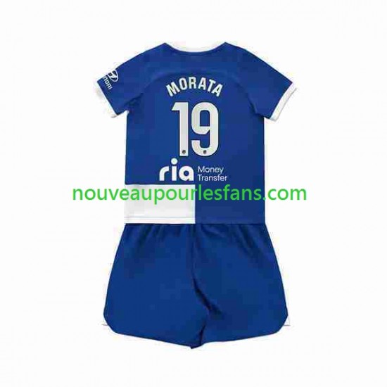Maillot Atlético Madrid 2 Alvaro Morata 19 Enfant Tenue Extérieur 2023-2024 Manche Courte