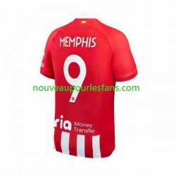 Maillot Atlético Madrid 2 Memphis Depay 9 Homme Tenue Domicile 2023-2024 Manche Courte