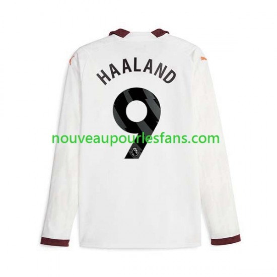 Maillot Manchester City Erling Haaland 9 Homme Tenue Extérieur 2023-2024 Manche Longue