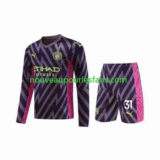 Maillot Manchester City Ederson Moraes 31 Gardien Enfant Tenue Extérieur 2023-2024 Manche Longue