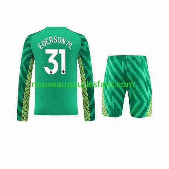 Maillot Manchester City Ederson Moraes 31 Gardien Enfant Tenue Domicile 2023-2024 Manche Longue