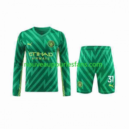 Maillot Manchester City Ederson Moraes 31 Gardien Enfant Tenue Domicile 2023-2024 Manche Longue
