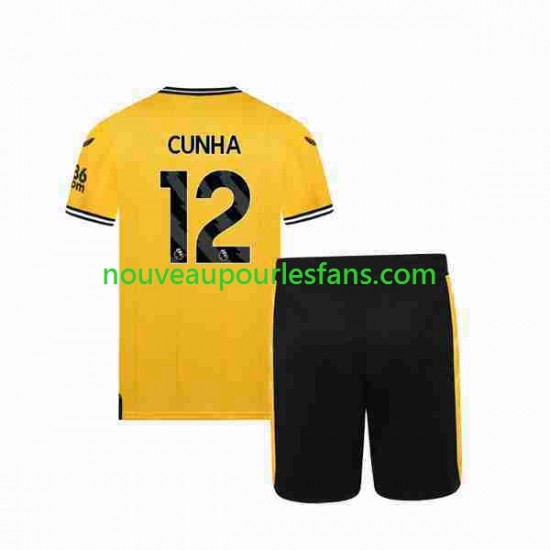Maillot Wolverhampton Wanderers CUNHA 12 Enfant Tenue Domicile 2023-2024 Manche Courte