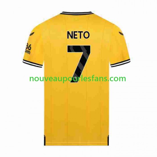 Maillot Wolverhampton Wanderers NETO 7 Homme Tenue Domicile 2023-2024 Manche Courte