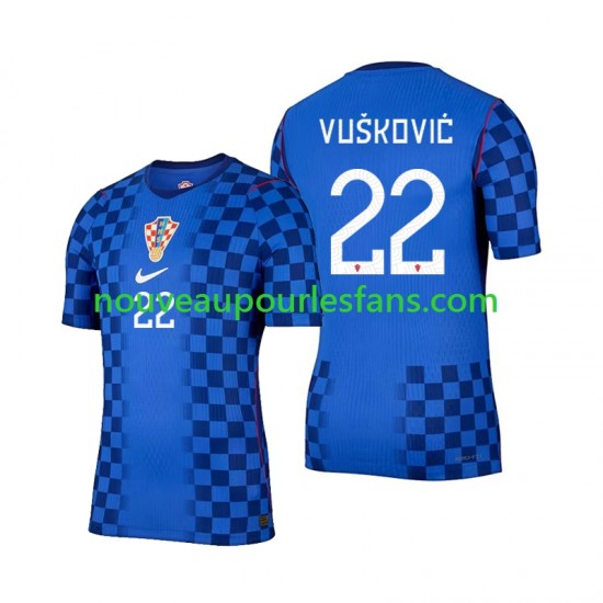 Maillot Croatie Luka Vuskovic 22 Homme Tenue Extérieur Coupe du Monde 2026 Manche Courte