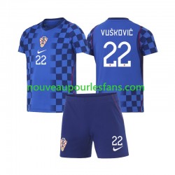 Maillot Croatie Luka Vuskovic 22 Enfant Tenue Extérieur Coupe du Monde 2026 Manche Courte