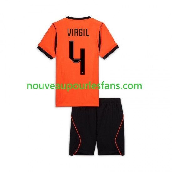 Maillot Pays-Bas Virgil van Dijk 4 Enfant Tenue Domicile Coupe du Monde 2026 Manche Courte