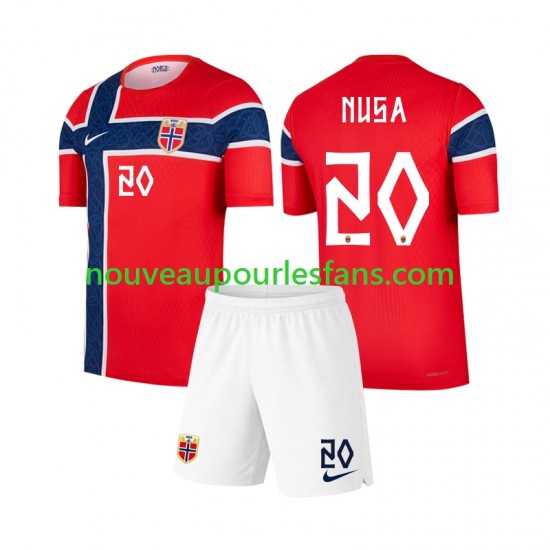 Maillot Norvège Antonio Nusa 20 Enfant Tenue Domicile Coupe du Monde 2026 Manche Courte