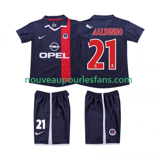 Maillot AC Milan RONALDINHO 21 2001 Rétro Enfant Tenue Domicile 2002 Manche Courte