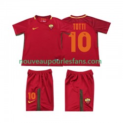 Maillot AS Rome Totti 10 2017-2018 Rétro Enfant Tenue Domicile Manche Courte