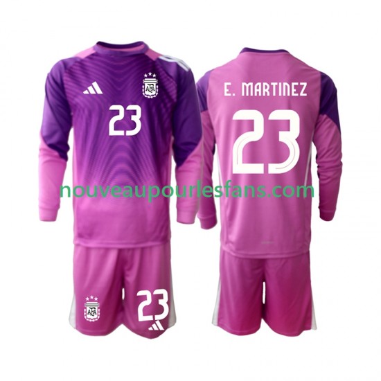 Maillot Argentine Emiliano Martinez 23 Gardien Enfant Tenue Domicile 2025 Manche Longue