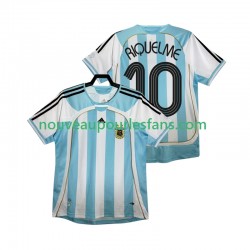 Maillot Argentine RIQUELME 10 Rétro Homme Tenue Domicile 2006 Manche Courte