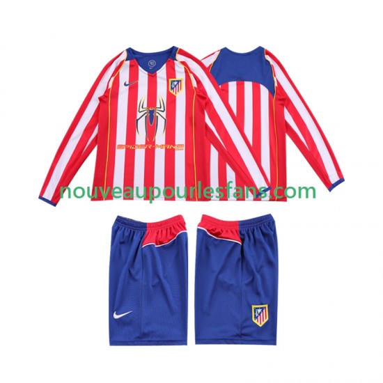 Maillot Atlético Madrid 2004 2005 Rétro Enfant Tenue Domicile Manche Longue