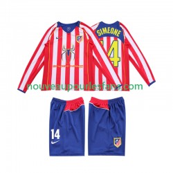Maillot Atlético Madrid SIMEONE 14 2004 2005 Rétro Enfant Tenue Domicile Manche Longue