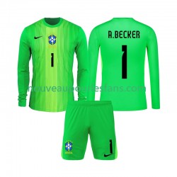 Maillot Brésil Alisson Becker 1 Gardien Enfant Tenue Domicile 2026 Manche Longue