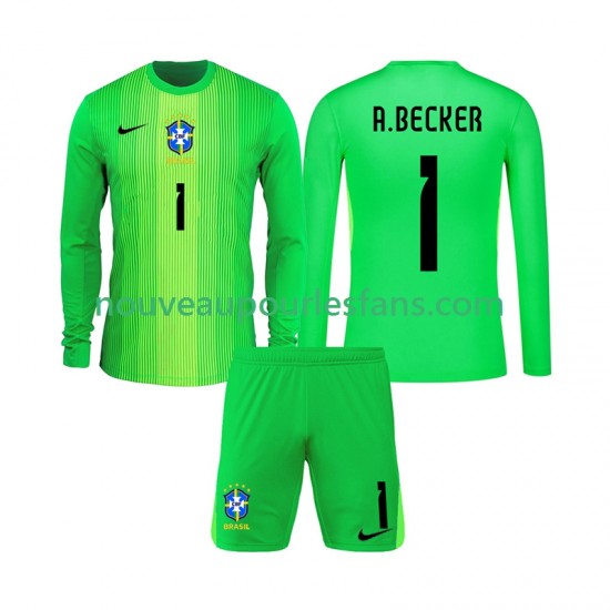 Maillot Brésil Alisson Becker 1 Gardien Enfant Tenue Domicile 2026 Manche Longue