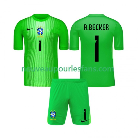 Maillot Brésil Alisson Becker 1 Gardien Enfant Tenue Domicile 2026 Manche Courte