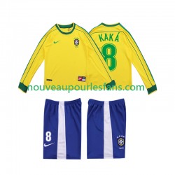Maillot Brésil KAKA 8 Rétro Enfant Tenue Domicile 1998 Manche Longue