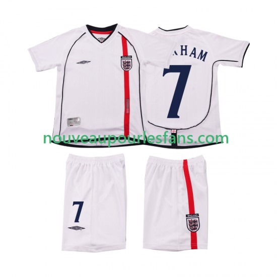 Maillot Angleterre BECKHAM 7 Rétro Enfant Tenue Domicile 2002 Manche Courte