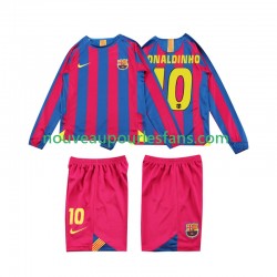 Maillot FC Barcelone RONALDINHO 10 2005 Rétro Enfant Tenue Domicile 2006 Manche Longue