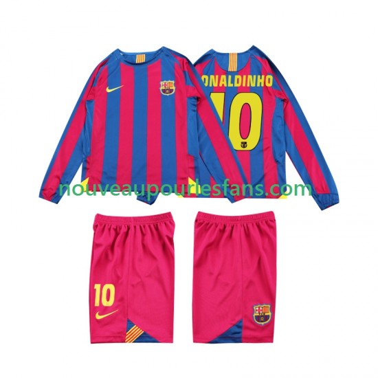 Maillot FC Barcelone RONALDINHO 10 2005 Rétro Enfant Tenue Domicile 2006 Manche Longue