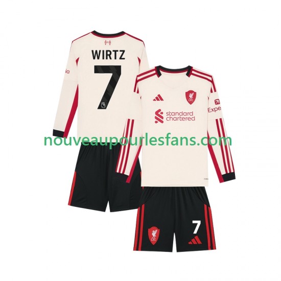 Maillot Liverpool Florian Wirtz 7 Enfant Tenue Extérieur 2025-2026 Manche Longue