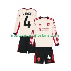 Maillot Liverpool Virgil van Dijk 4 Enfant Tenue Extérieur 2025-2026 Manche Longue