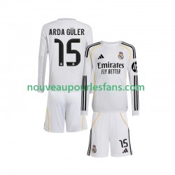 Maillot Real Madrid Arda Guler 15 Enfant Tenue Domicile 2025-2026 Manche Longue