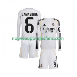 Maillot Real Madrid Camavinga 6 Enfant Tenue Domicile 2025-2026 Manche Longue