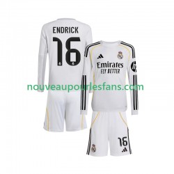 Maillot Real Madrid Endrick 16 Enfant Tenue Domicile 2025-2026 Manche Longue