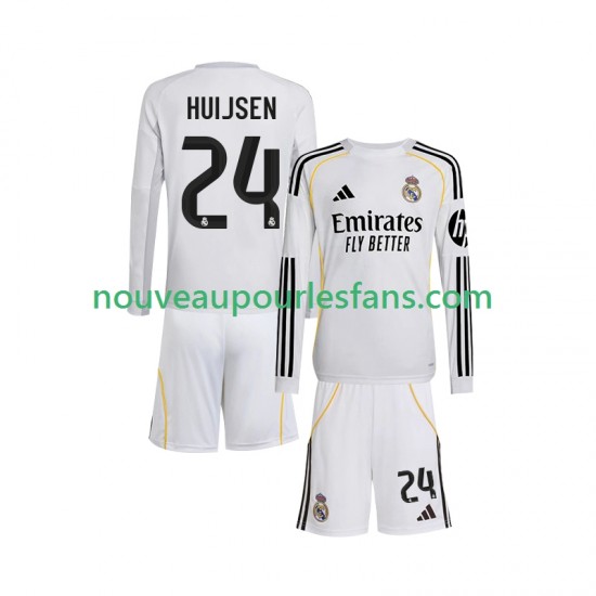 Maillot Real Madrid Huijsen 24 Enfant Tenue Domicile 2025-2026 Manche Longue